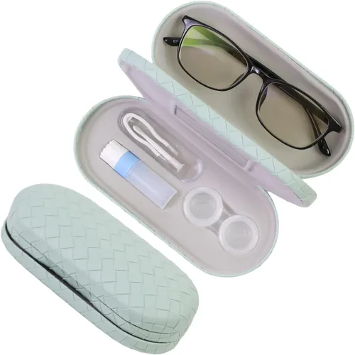 Vista 28 de Estuche 2 en 1 para Lentes de Contacto y Anteojos para Mujeres, Hombres y Niños, Estuche Duro Portátil de Doble Cara para Anteojos de Viaje
