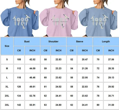 Vista 3 de Ropa para mujer, sudadera de manga larga con cuello redondo, estampado de 1989, cómoda y elegante