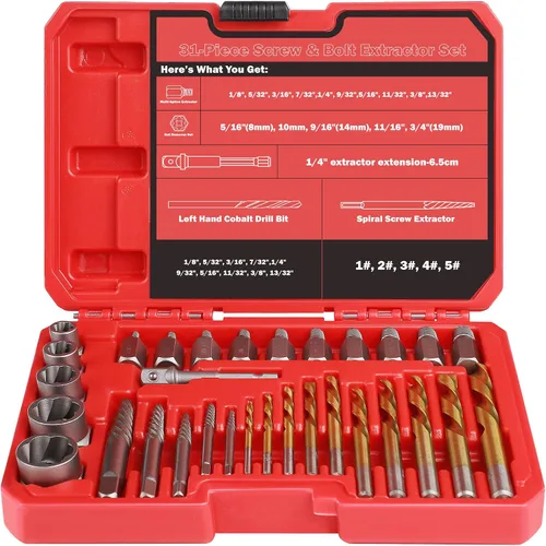 Vista 13 de Juego de 15 extractores de pernos, juego de extractor de pernos Easy Out de 3/8'', juego removedor de pernos dañados y extractor de tuercas