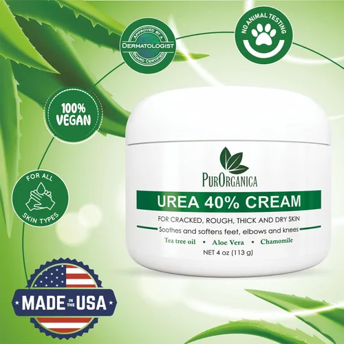 Vista 3 de PurOrganica Crema para pies Urea 40% – Dermatológicamente probada, reparación intensiva para talones secos y agrietados, callos, callos y pies