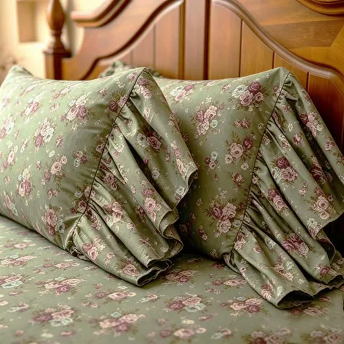 Vista 11 de Fundas de almohada grises con volantes largos de cortinas, fundas de almohada grises de algodón puro, tamaño estándar 20"X26", paquete de 2