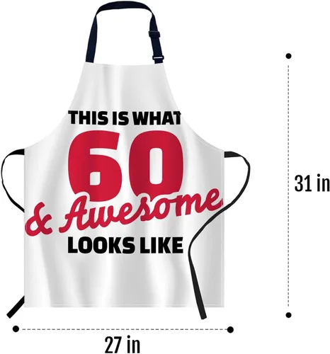Vista 5 de oFloral Así es como se ve 60 e impresionante: delantal de cumpleaños 60, delantal de cuello ajustable para hombres y mujeres, adecuado para cocina