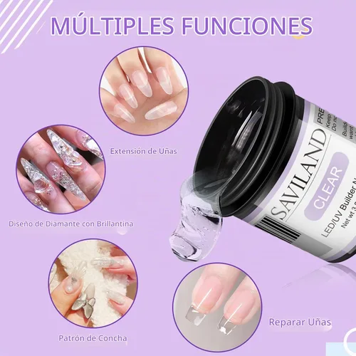 Vista 3 de SAVILAND Gel de Uñas LED y UV Constructor - 100 G de Gran Capacidad Gel Claro Duro para Uñas, Kit de Fortalecimiento de Extensión de Uñas A - Gel