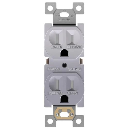 Vista 34 de ENERLITES Receptáculo dúplex, tomas de pared eléctricas resistentes a manipulaciones, grado comercial, 15A 125V, autoconectado, 2 polos, 3 cables