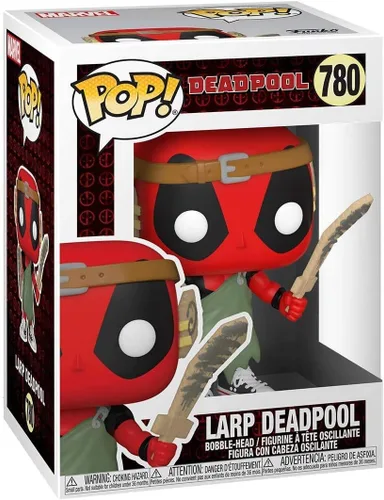 Vista 3 de POP Marvel: Deadpool 30th - Larping Deadpool Funko Vinyl Figure (Bundled with Compatible Box Protector Case), Multicolor, 3.75 inches