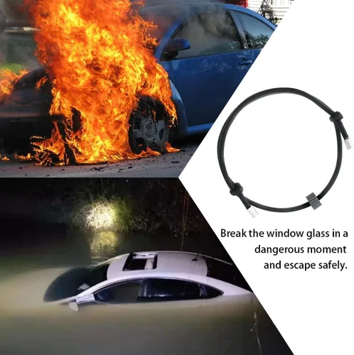 Vista 2 de BESULEN Pulsera Rompecristales de Coche, 2 PCS Correa de Muñeca con Cuenta de Carburo de Tungsteno, Pulseras de Escape Rápido de Vehículo
