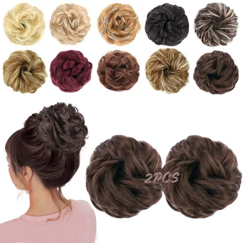 Vista 40 de MORICA Moño desordenado, extensiones de moño sintético para mujeres (rubio beige ceniza)