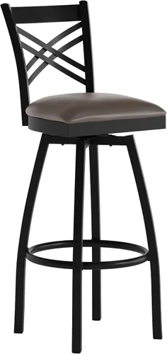 Vista 19 de Flash Furniture HERCULES Series Black ''X'' Taburete giratorio de metal – asiento de vinilo negro