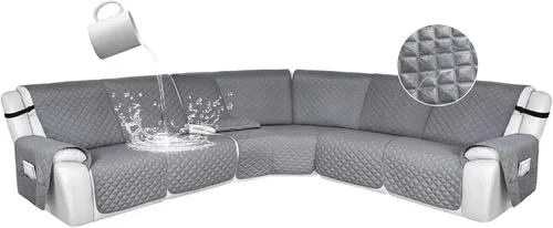 Vista 83 de HDCAXKJ Fundas de sofá seccional reclinable 100% impermeable, forma de L, funda de sofá reclinable lavable acolchada suave para mascotas, perro