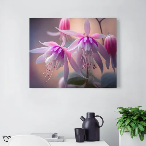 Vista 3 de Póster decorativo de pared, divertido lienzo enmarcado con flores rosas fucsias, pintura artística para baño, habitación de niños, regalos