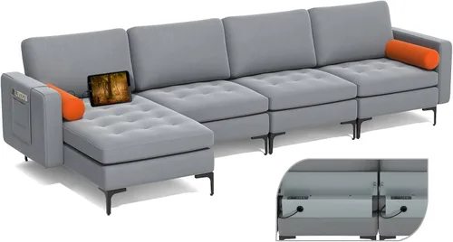 Vista 26 de Giantex Sofá individual, silla decorativa, sillón con cojín cómodo, bolsillos para revistas, sala de estar, silla de ocio tapizada para dormitorio
