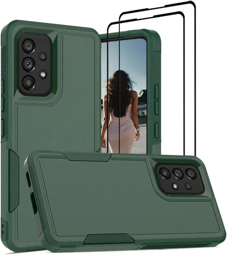 Vista 110 de Jeylly Compatible con Samsung Galaxy A22 5G Funda, Funda Samsung A22 5G con 2pcs protectores de pantalla de vidrio templado