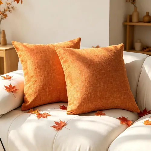 Vista 29 de Fundas de almohada decorativas Demetex grises 18x18, fundas de almohada cuadradas de lino para sofá, fundas de almohada estilo granja para cama Gris