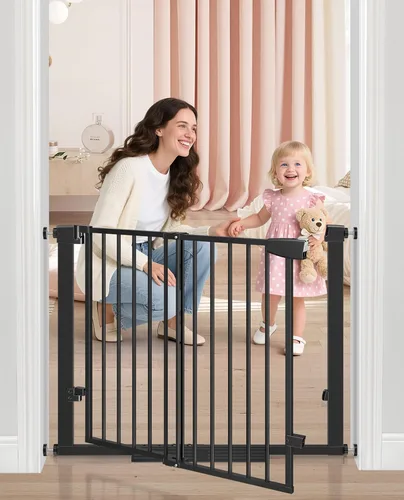 Vista 9 de Puerta de bebé de 29 a 40 pulgadas para puertas y cochecitos, puerta de perro de cierre automático para interiores para escaleras, puerta de bebé