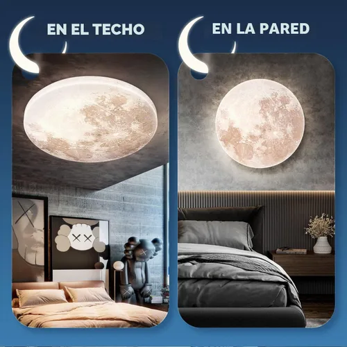 Vista 5 de Lámpara de Techo Empotrada Estilo Luna de 31W 13.8 pulgadas 5000K, Luces de Techo LED Modernas, Lámpara de Techo Blanco Luz de Día para Dormitorio