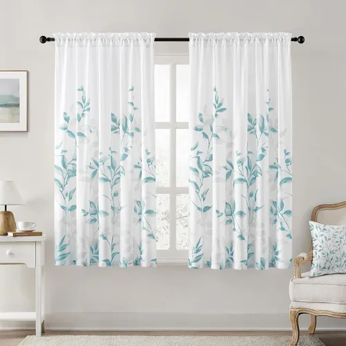 Vista 10 de HOMEIDEAS Cortinas traslúcidas de privacidad gris claro y blanco, 52 x 96 Hojas-gris claro