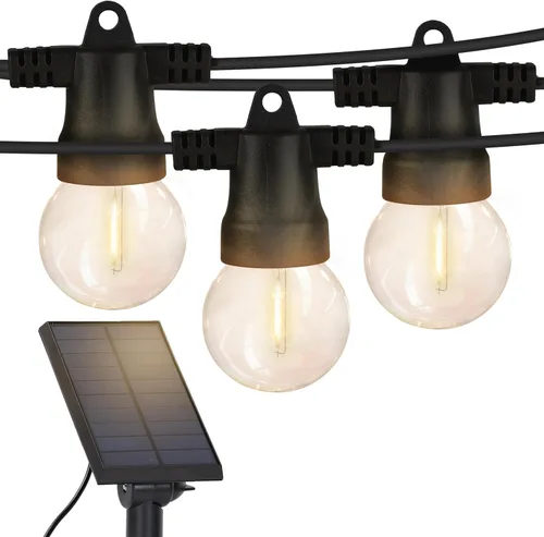 Vista 8 de Brightech Ambience Pro - Cadena de luces solares de 27 pies para exteriores, luces impermeables de grado comercial para patio con globos Edison