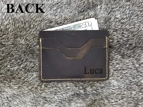 Vista 3 de Front Pocket Minimalist Leather Slim Wallet, Medium Size-Crazy Horse