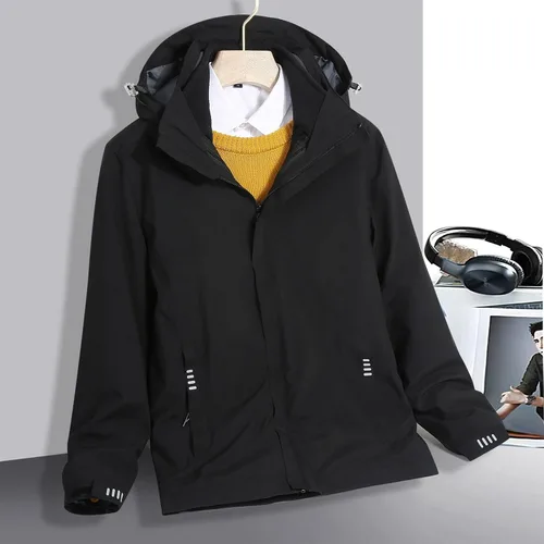 Vista 2 de Chaqueta de esquí para mujer, 3 en 1, con capucha, impermeable, resistente al viento, chaqueta de forro polar, impermeable, snowboard y montaña