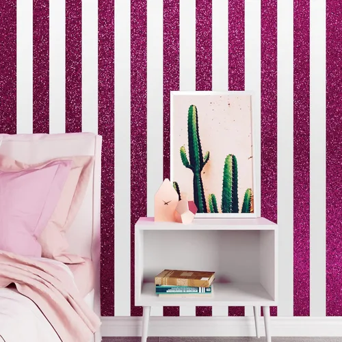 Vista 5 de Stickyart Papel Tapiz con Purpurina Rosa Intenso Lentejuelas Brillantes Papel Tapiz Centelleante Rollo de Borde Papel de Contacto con Purpurina
