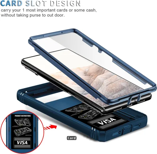 Vista 2 de Fetrim Funda para Google Pixel 6, Funda de teléfono con soporte de anillo de rotación para Google Pixel 6 - Azul