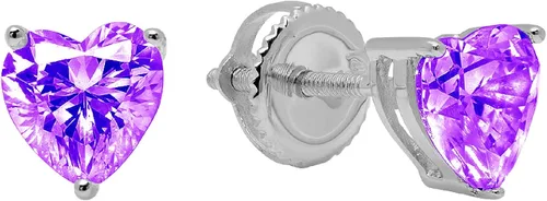 Vista 8 de Aretes de tuerca de diseño de amatista púrpura natural de 1.0 ct ideales VVS1 sin conflictos, diseño de amatista púrpura natural, oro blanco de 14