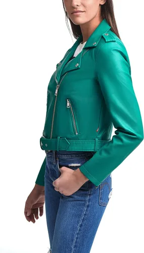 Vista 4 de Levi's - Chaqueta de motociclista de piel con cinturón para mujer (tallas estándar y extragrandes)
