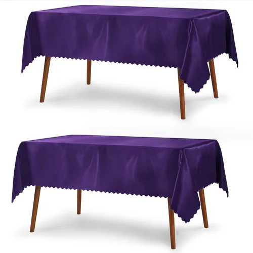 Vista 21 de P Pothuiny Paquete de 2 manteles cuadrados de satén beige de 54 x 54 pulgadas, manteles de satén superpuestos para decoración de mesa de tela suave