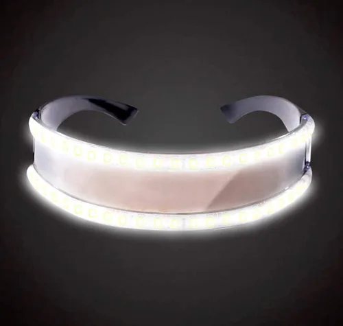 Vista 7 de Lentes LED, anteojos con luz LED, gafas de sol de neón intermitentes para fiesta LED, club (blanco)
