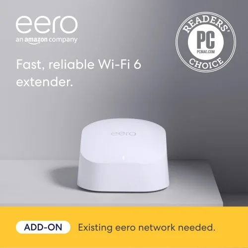 Vista 8 de Extensor de wifi Amazon eero 6 con 1 mes gratis de eero Plus (renovación automática): Agrega hasta 1500 pies cuadrados de cobertura Wi-Fi 6 a tu red