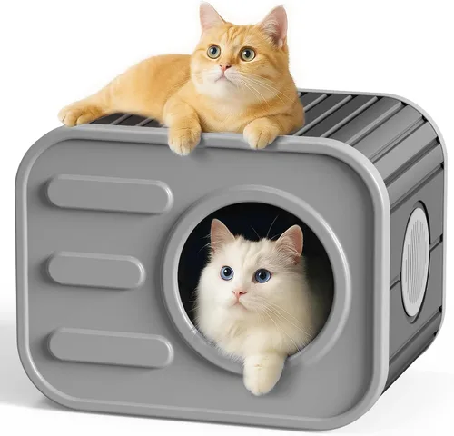 Vista 11 de Casa para Gatos de Exterior de Resina Casas para Gatos de Exterior Casa Aislada para Gatos Ferales para Gatos y Animales Pequeños