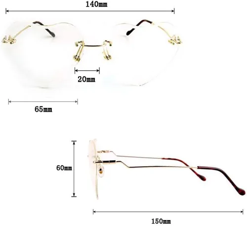 Vista 3 de Dollger Lentes de sol con forma de corazón para mujer sin montura de metal delgado con forma de corazón UV400 transparentes