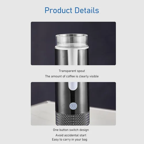 Vista 5 de Cafetera portátil Mini máquina de café de mano inalámbrica tipo C recargable mini cafetera automática con batería de 1200 mAh para viajes de camping