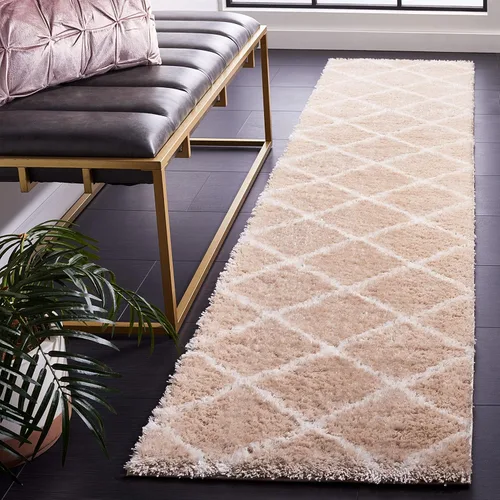 Vista 2 de SAFAVIEH Tahoe Shag Collection - Alfombra para pasillo, 2 x 9 pies, diseño de enrejado, no desprende pelusa y de fácil cuidado, 1.2 pulgadas