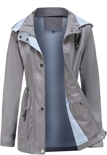 Vista 3 de MODFUL Chubasquero impermeable para mujer, chaqueta impermeable con capucha ligera
