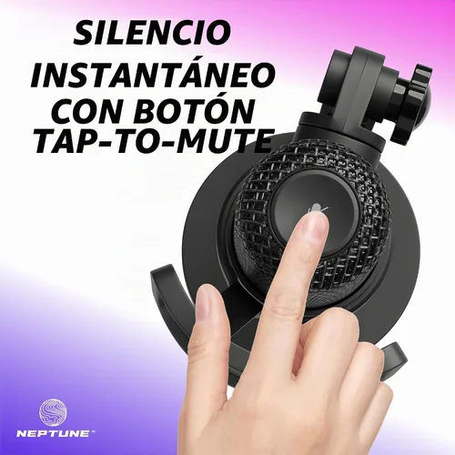 Vista 2 de Neptune Sonus - Micrófono para juegos Micrófono de transmisión con filtro pop para claridad vocal Micrófono de escritorio para transmisión, Negro