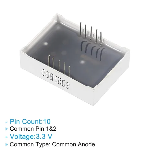 Vista 4 de PATIKIL Tubo digital con pantalla LED, paquete de 5 ánodos comunes, 7 segmentos, 10 pines, 2 bits, 3.3 V, módulo de pantalla LED para placa
