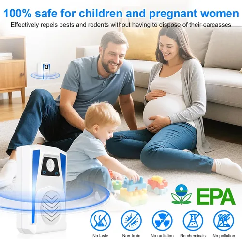 Vista 5 de Paquete de 6 repelentes ultrasónicos de plagas mejorados, repelente ultrasónico para ratones para ahuyentar ratones, mosquitos, moscas, cucarachas