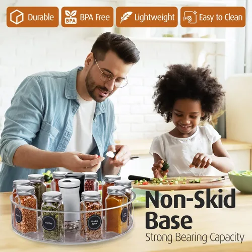 Vista 7 de Lazy Susan - Organizador de tocadiscos – para cocina, despensa, gabinete, mesa de comedor, refrigerador, encimera – Susan giratoria transparente – 9