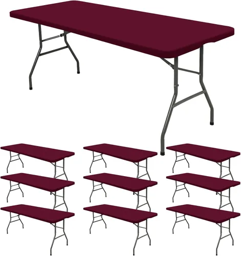 Vista 32 de 6 Pack de Manteles Ajustados para Mesas Rectangulares de 8 Pies, Cubierta de Mesa Aqua Azul Elástica para Picnic al Aire Libre, Paños de Mesa