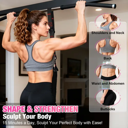 Vista 2 de Pull Up Assistance Bands for Women, Heavy Duty Resistance Bands with Handles, Exercise Band with Door Anchor, Workout Band Set for Pull Up Bar, Full