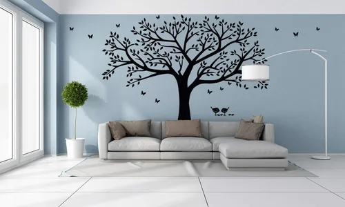 Vista 3 de Vinilo adhesivo de pared para árbol de fotos de familia gigante, arte mural para decoración del hogar, decoración de habitación (negro)
