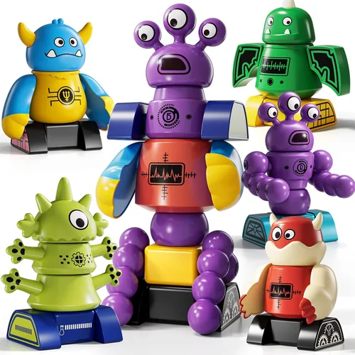 Vista 8 de Juguetes de construcción de robots magnéticos para niños de 3 a 5 y 4 a 8 años, set de 36 piezas de bloques de construcción de robots monstruos