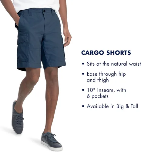 Vista 4 de Tommy Hilfiger Pantalones cortos cargo de algodón elástico con 6 bolsillos para hombre