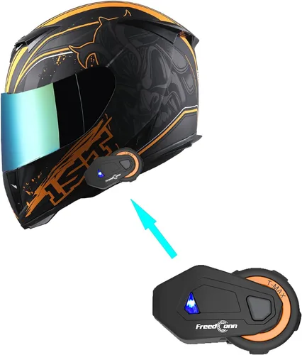 Vista 9 de 1Storm Casco integral para motocicleta Skull HJK311 + un escudo extra transparente + una película antivaho Anti niebla negro mate