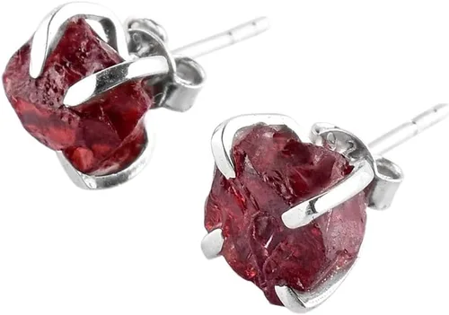 Vista 10 de AA Piedras Preciosas en Bruto Cristales de Piedras Ásperas Aretes de Perno Delicados para Mujeres, Joyería de Boda Hecha a Mano de Piedras