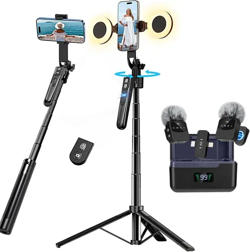 Vista 7 de Trípode de seguimiento facial automático con rotación de 360 grados con soporte, soporte para trípode Android y iPhone con control remoto y gestos