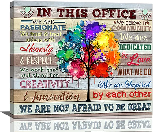 Vista 17 de At In This Office - Arte de pared inspirador para oficina, citas motivacionales, imágenes, lienzo, arte de pared con texto en inglés, We Are A Team