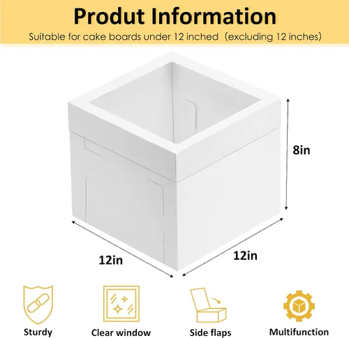 Vista 2 de Moretoes - Paquete de 3 cajas para pasteles de 12 x 12 x 8 pulgadas