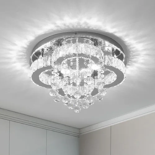 Vista 11 de Lámpara de techo LED de cristal, moderna lámpara de techo semiempotrada para sala de estar, comedor, dormitorio, isla de cocina, entrada